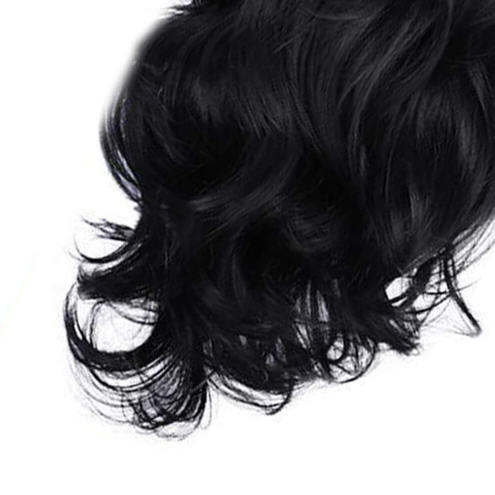 Unisex Black Realistic Scalp Display Long Wig - Adjustable Curly Hair Flair