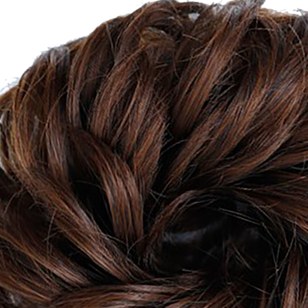 Unisex Brown Soft Light Curly Bun Wig For Women - Stylish & Fluffy