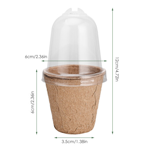 10 Pcs Biodegradable Nursery Pots with Humidity Dome, 6cm & 8cm 1