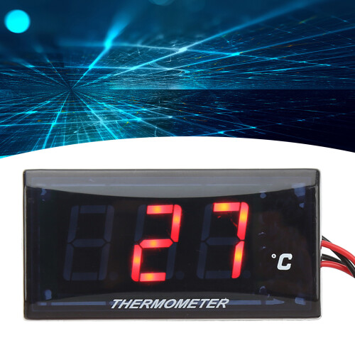 12V Motorcycle LCD Water Temperature Gauge 22mm Sensor Adapter