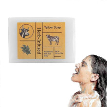 Tallow Soap, 100% Grass Fed Tallow Handmade Soap, Herbal Tallow Soap for Nourishing Face and Body, Cleansing, Moisturizing