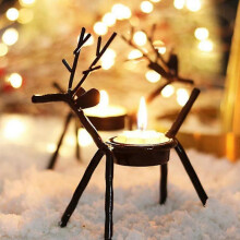 2pcs Christmas Reindeer Tealight Candle Holders & Tea Lights Xmas Home Decor Gift