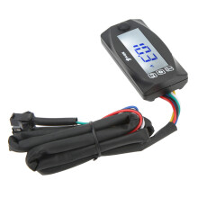 4-in-1 Motorcycle Digital Thermometer LCD Voltage & Time Meter, 60x30mm