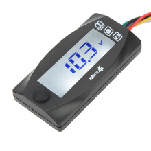 Motorcycle 4 in 1 Digital LCD Thermometer Water Voltage Time DC12V 22mm Tee