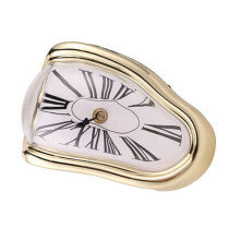 Melting Clock Plastic Retro Decor Electroplated Gold, 145x175x115mm
