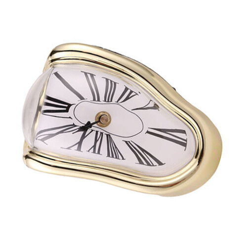 Melting Clock Plastic Retro Decor Electroplated Gold, 145x175x115mm