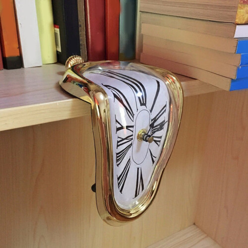 Melting Clock Plastic Retro Decor Electroplated Gold, 145x175x115mm 2