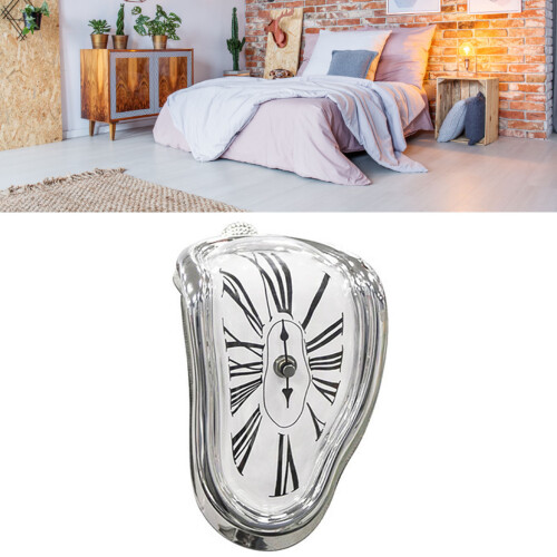 Stable Retro Silver Desk Clock - Feel Time Pass with Melting Design 2