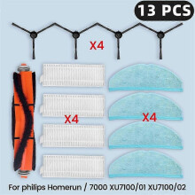 For Philips Homerun Serie 7000 XU7100/01 XU7100/02 Replacement Parts Filter Main Side Brush Mop Clot