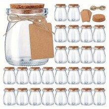 20pcs Glass Gift Jars with Cork Lid, 4oz Small Glass Bottles for Wedding Favors, Baby Shower, Party Favors, Candy Gift Jars, with Rope And Labels