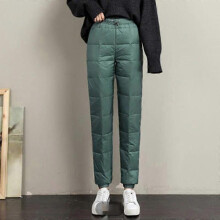 (XXXL,Khaki)Lebanghui Winter Down Trousers Women Skinny Warm Formal Pants Elastic Waist Thicken Warm Pants Female