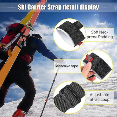 Ski Carrier Holder Carrying Sling Strap Carry Tie Skis Poles Shoulder Handle 2