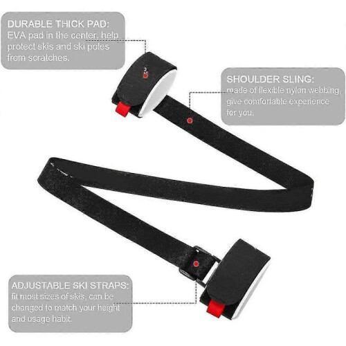 Ski Carrier Holder Carrying Sling Strap Carry Tie Skis Poles Shoulder Handle 1