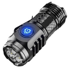 (black)Three-Eyed Monster Mini Flashlight Outdoor Travel Torch Home Camping Waterproof Rechargeable Portable