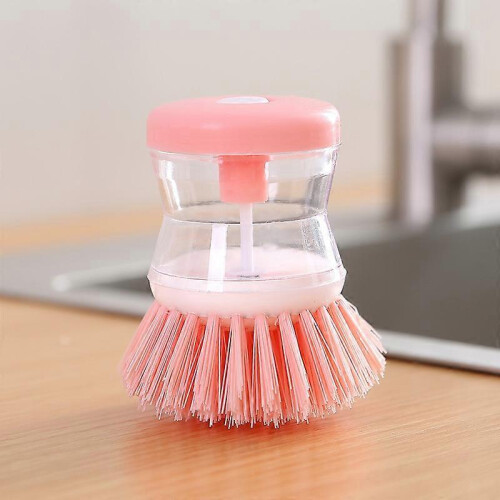 5pcs Liquid adding and washing pot brush, press type automatic liquid adding and washing dishes brush, non greasy and non damaging pot, multifunctiona 1