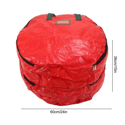 24 Inch Red Waterproof Double Layer Christmas Wreath Storage Bag 2