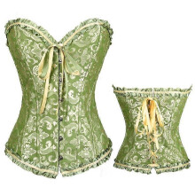 (XXXL,Green)Lebanghui Tube Top Jacquard Gothic Palace Corset Waistcoat Shapewear Corset