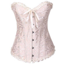 (XXXXL,Light Yellow)Lebanghui Tube Top Jacquard Gothic Palace Corset Waistcoat Shapewear Corset