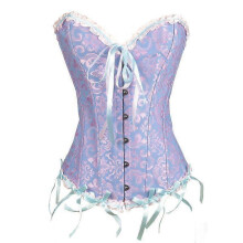 (XL,Blue)Lebanghui Tube Top Jacquard Gothic Palace Corset Waistcoat Shapewear Corset