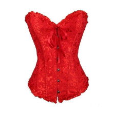 (XXXXL,Red)Lebanghui Tube Top Jacquard Gothic Palace Corset Waistcoat Shapewear Corset