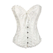 (XXXXL,White)Lebanghui Tube Top Jacquard Gothic Palace Corset Waistcoat Shapewear Corset
