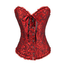 (6XL,Black*Red)Lebanghui Tube Top Jacquard Gothic Palace Corset Waistcoat Shapewear Corset