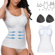 (XL,White)Lebanghui 3 In 1 Sculpting Body Shaping Vest Shaper Shapewear Breathable Slimming For Women