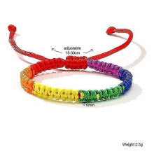 (C46)Lebanghui 2Pcs lgbt rainbow pride weave bracelet gay lesbian jewelry