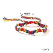 (C51)Lebanghui 2Pcs lgbt rainbow pride weave bracelet gay lesbian jewelry