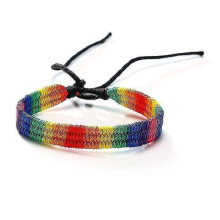 (C67)Lebanghui 2Pcs lgbt rainbow pride weave bracelet gay lesbian jewelry