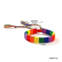 (C48)Lebanghui 2Pcs lgbt rainbow pride weave bracelet gay lesbian jewelry