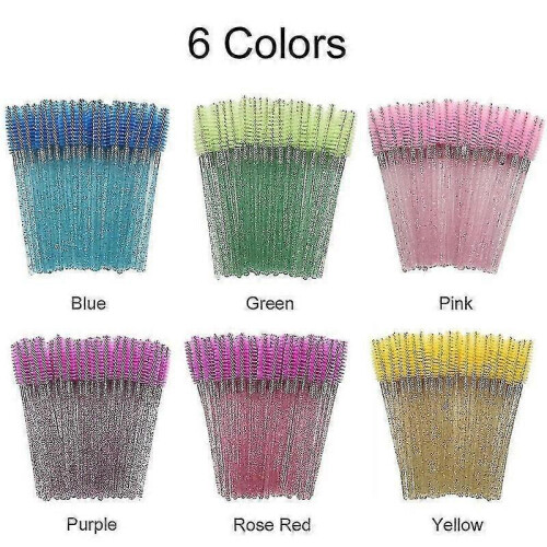 (Pink)Lebanghui 50 Pcs Disposable Eyelash Mascara Brushes Lashes Makeup Brushes Wands Applicator Makeup 1