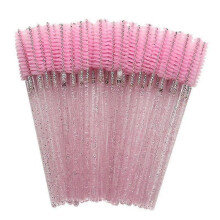 (Pink)Lebanghui 50 Pcs Disposable Eyelash Mascara Brushes Lashes Makeup Brushes Wands Applicator Makeup