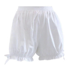 (S,white)Women Vintage Gothic Bloomers Ruffled Lace Trim Pumpkin Shorts Bow Safety Pants