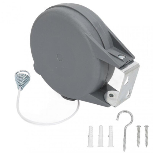 Retractable Clothesline 49.2ft Washing Line Easy Install PVC Cable ABS Shell with Screw Wall Mount Hanger Laundry Accessory 1