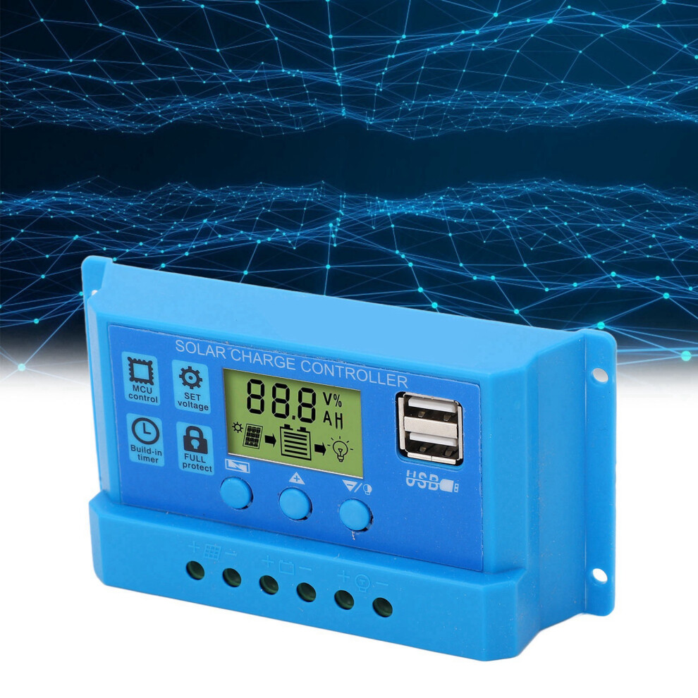 Blue Solar Charge Controller Pwm Lcd 12V/24V Adjustable Parameters Usb 4951339470766