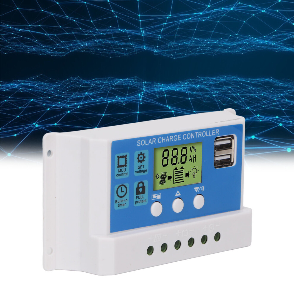Pwm Solar Charge Controller 30A Lcd Regulator 12V/24V White 4981339470787