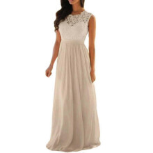 (XL,Light brown)Womens Lace Elegant Wedding Evening Dress Party Dresses Bridesmaid Dresses