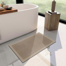 Ultra Thin Jute Print Super Absorbent Quick Dry Non Slip Rubber Backed Washable Bath Mat for Shower Room 32'x17'