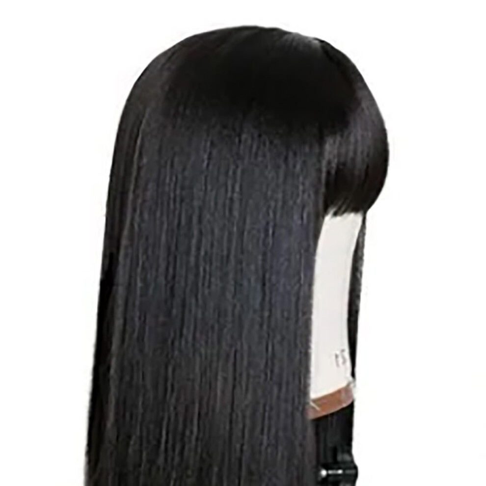 Unisex Black Long Straight Wig With Bangs For Women, 70Cm Synthetic Cosplay Hair