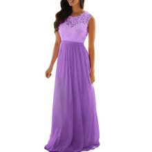 (L,Purple)Womens Lace Elegant Wedding Evening Dress Party Dresses Bridesmaid Dresses