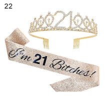 (22)Lebanghui 1 Set Shoulder Strap Pretty Hair Accessories Women Queen Crown Party Decoration For Birthday