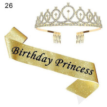 (26)Lebanghui 1 Set Shoulder Strap Pretty Hair Accessories Women Queen Crown Party Decoration For Birthday