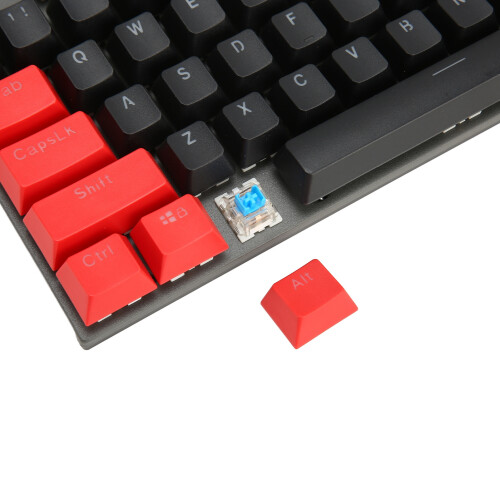 87 Keys Mechanical Keyboard RGB Backlit Blue Switch Wired, Black Red 2