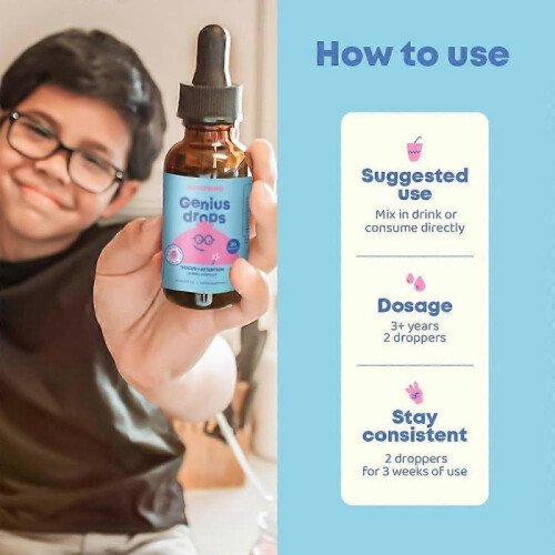 Genius Drops for Kids | Clinically Proven Focus Supplement | Kids Liquid Herbal 2