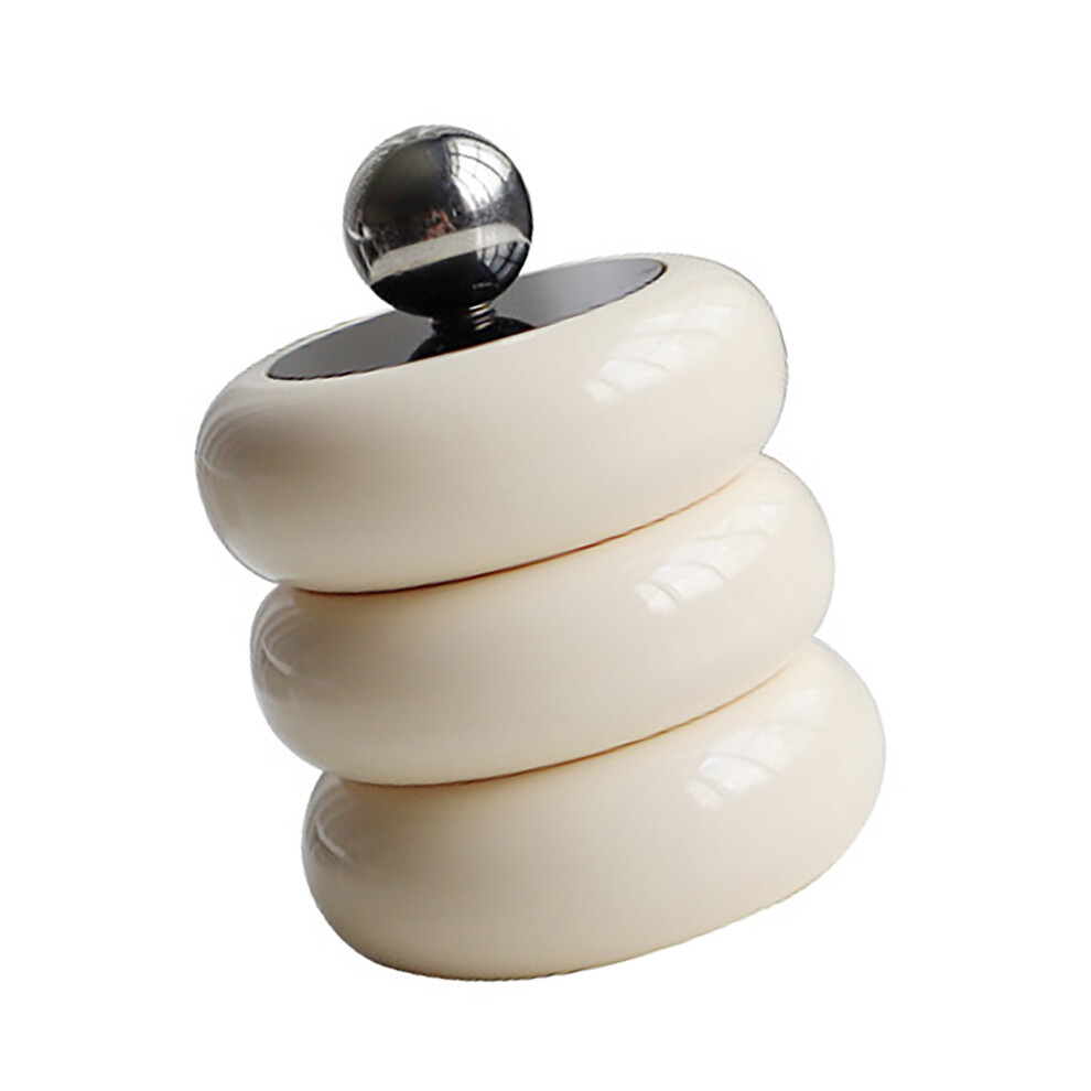White Milky 3-Layer Nordic Qtip Holder Dispenser With Lid, Dustproof Storage