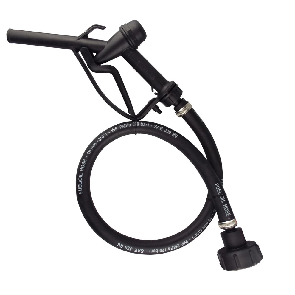 (9M HOSE KIT) Fuel Transfer Nozzle, 25mm Rubber Hose, 2-inch S60x6 Tank Adaptor, 2x Hose Clips, Black-image-OPC-PJJF66P-NEW
