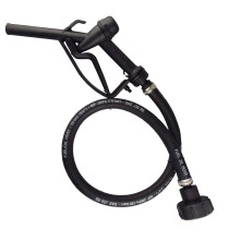 (5M HOSE KIT) Professional 3/4" Fuel Transfer Gun with 1.9 cm Rubber Hose and Tank Adaptor Set, Black
