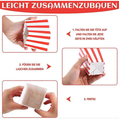 100 pieces popcorn bags, popcorn bags small popcorn boxes red and white 1
