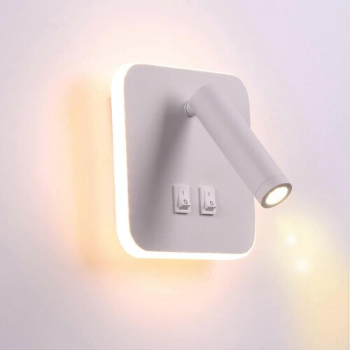 Bedside Lights LED Wall Lamp Indoor Hotel Wall Lights Bed Corridor Wall Lamp with Switch White (Square)